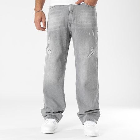 LBO - Vaqueros Baggy Wide Leg Destroy 3575 Denim Gris Claro