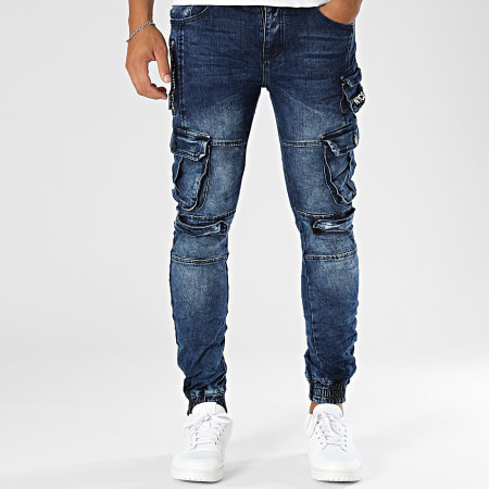 MTX - Blauwe Denim Slim Fit Cargo Broek