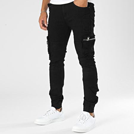 MTX - Pantalón cargo vaquero slim negro