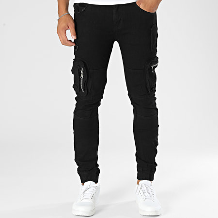 MTX - Pantalón cargo vaquero slim negro