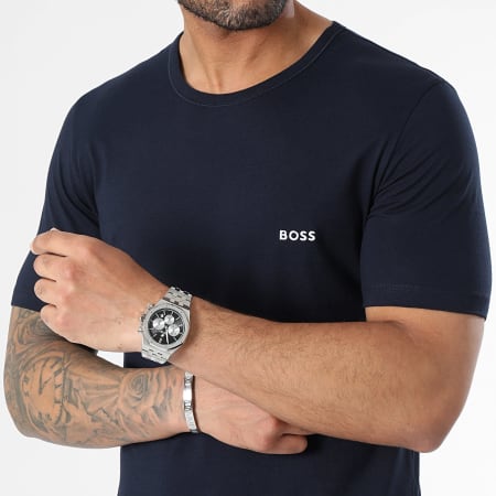 BOSS - Lot De 6 Tee Shirts RN 50499445 Noir Bleu Marine Bordeaux