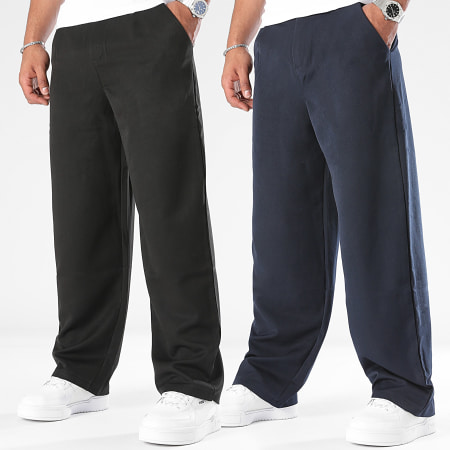 LBO - Juego De 2 Pantalones Grandes 1351 1352 Negro Azul Marino