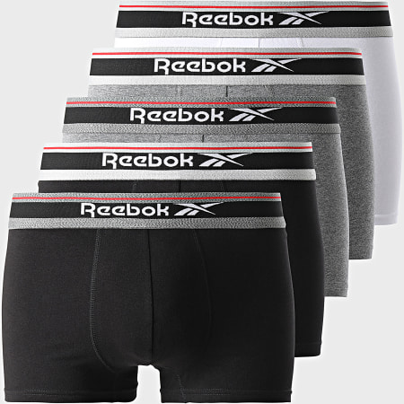 Reebok - Juego de 5 calzoncillos bóxer 15039 Negro Blanco Gris Heather