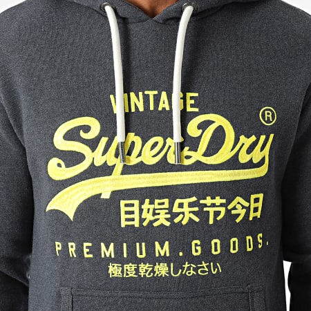 Superdry - Sudadera con capucha Neon Vintage Logo Graphic M2013704A Azul marino jaspeado