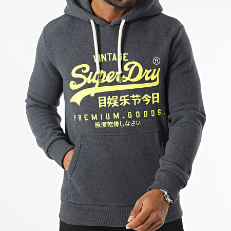 Superdry - Neon Vintage Logo Graphic Hoodie M2013704A Navy Heather Blue