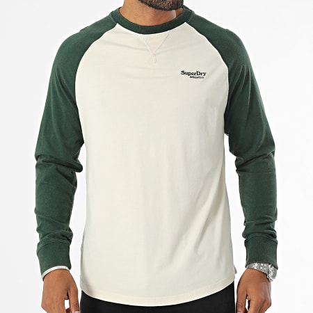 Superdry - Essential Logo Camiseta Manga Larga M6010833A Beige Verde Oscuro