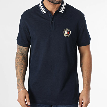 Tommy Jeans - Polo Manches Courtes Varsity 9624 Bleu Marine Doré