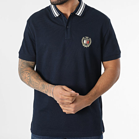Tommy Jeans - Polo Manches Courtes Varsity 9624 Bleu Marine Doré
