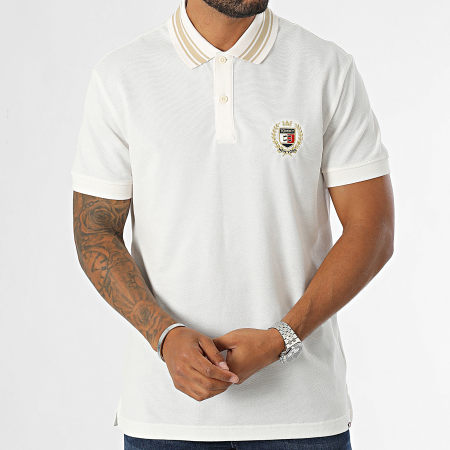 Tommy Jeans - Varsity Polo met korte mouwen 9624 Witgoud