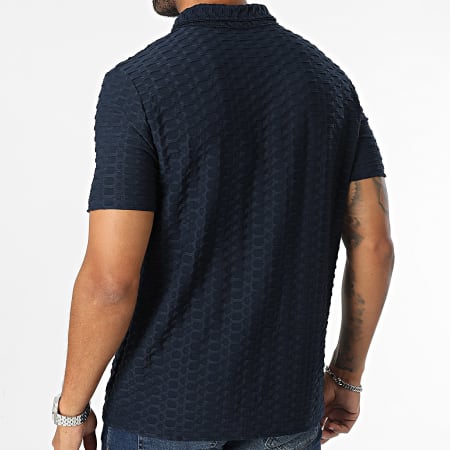 Uniplay - Polo a manica corta con colletto a zip in stile navy