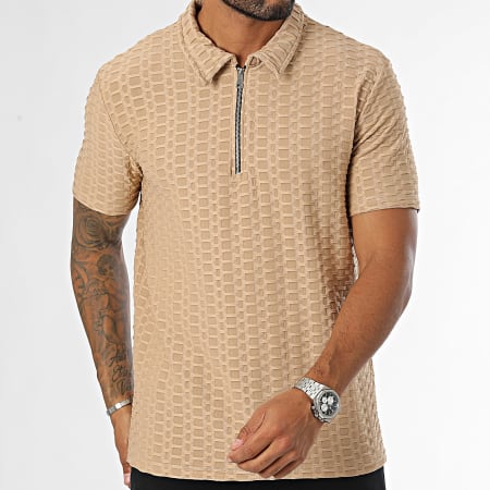 Uniplay - Poloshirt met korte mouwen en rits Camel