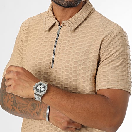 Uniplay - Poloshirt met korte mouwen en rits Camel