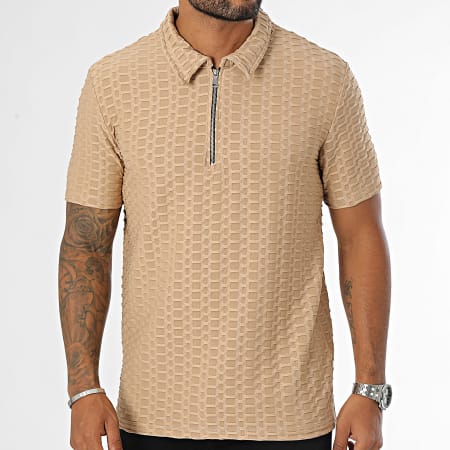 Uniplay - Poloshirt met korte mouwen en rits Camel