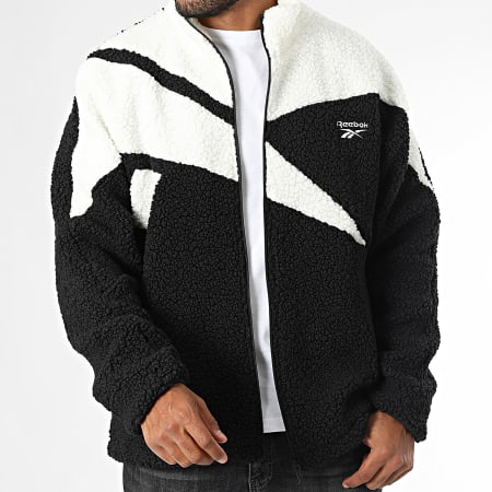 Reebok - Vector Hoogpolig Fleece Sherpa Ritsjack 100206109 Wit Zwart