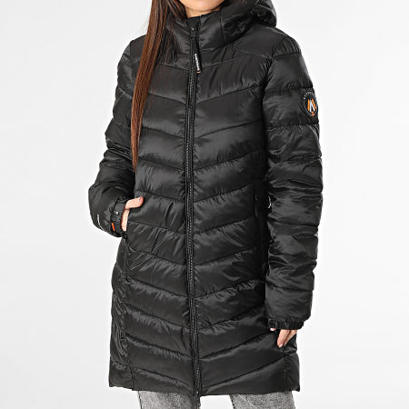 Superdry - Doudoune Longue Capuche Femme Fuji Noir