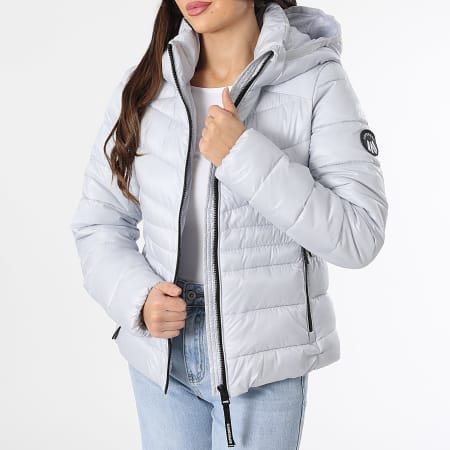 Superdry Doudoune Capuche Femme Fuji Quilt Gris Clair