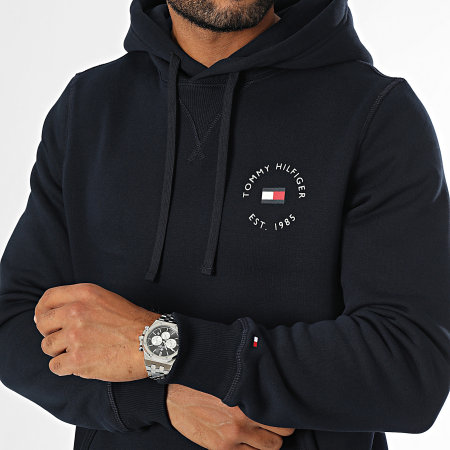 Tommy Hilfiger - Sweat Capuche Hilfiger Roundall Flag 5531 Bleu Marine