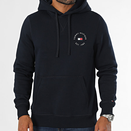 Tommy Hilfiger - Felpa con cappuccio Hilfiger Roundall Flag 5531 blu navy