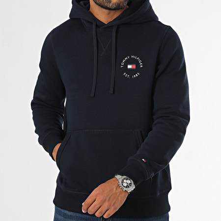 Tommy Hilfiger - Sweat Capuche Hilfiger Roundall Flag 5531 Bleu Marine