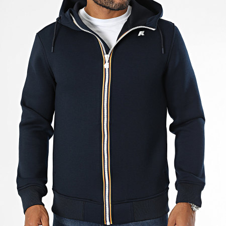 K-Way - Rainer Spacer Felpa con cappuccio e zip K2141DW Blu navy