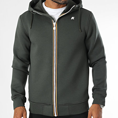 K-Way - Rainer Spacer Hooded Zip Sweat Top K2141DW Donkergroen