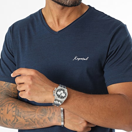 Kaporal - T-shirt con scollo a V - blu navy