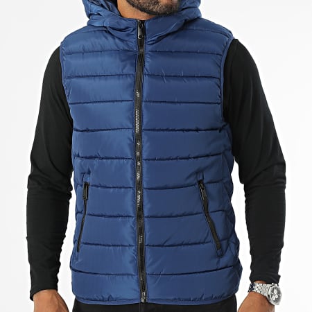 Kymaxx - Chaqueta azul con capucha y sin mangas King