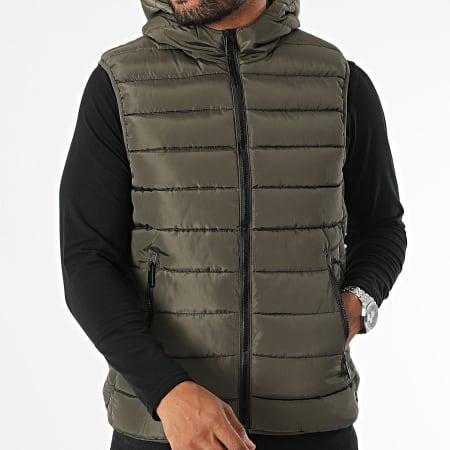 Kymaxx - Chaqueta sin mangas con capucha verde caqui