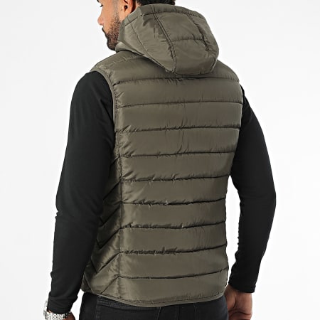 Kymaxx - Chaqueta sin mangas con capucha verde caqui