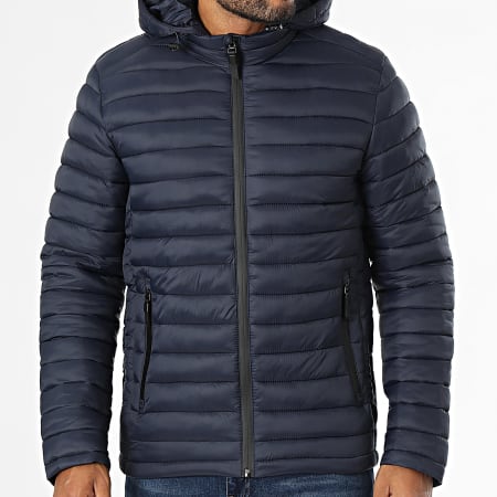 Kymaxx - Marineblauwe jas met capuchon