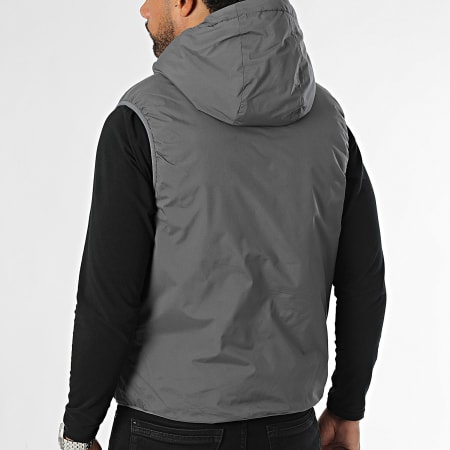 Kymaxx - Chaqueta gris sin mangas con capucha