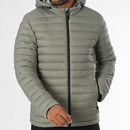 Kymaxx - Chaqueta con capucha verde caqui claro