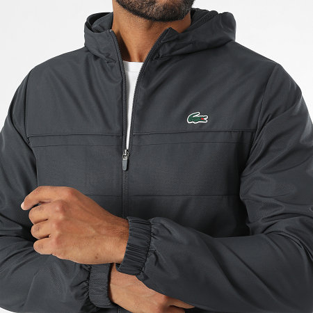 Lacoste - Veste Zippée Capuche Logo Crocodile Gris Anthracite