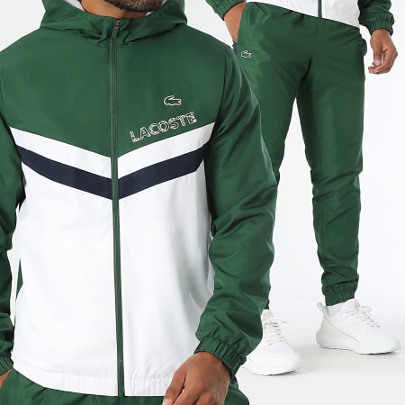 Survetement lacoste blanc et vert sale