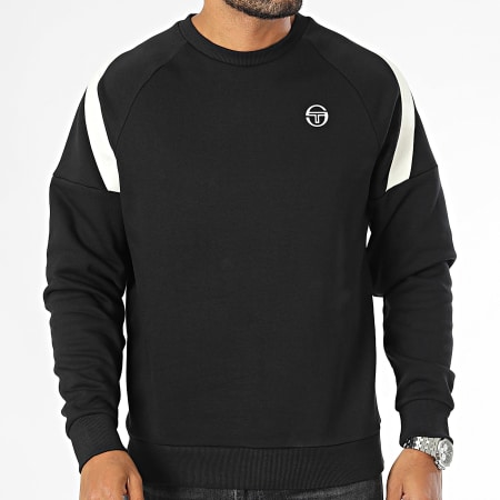 Sergio Tacchini - Diagonalley 40774 Negro Beige Sudadera de rayas con cuello redondo