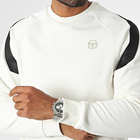 Sergio Tacchini - Diagonalley 40774 Gestreept Crewneck Sweatshirt Licht Beige Zwart