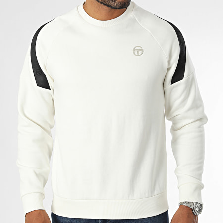 Sergio Tacchini - Diagonalley 40774 Sudadera de rayas con cuello redondo Beige claro Negro