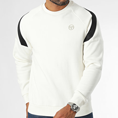 Sergio Tacchini - Diagonalley 40774 Gestreept Crewneck Sweatshirt Licht Beige Zwart