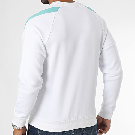 Sergio Tacchini - Diagonalley 40774 Wit Turquoise Stripe Crewneck Sweatshirt