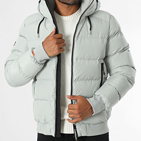 Superdry - Deportes Puffer Bomber con capucha Doudoune M5011904A Gris claro