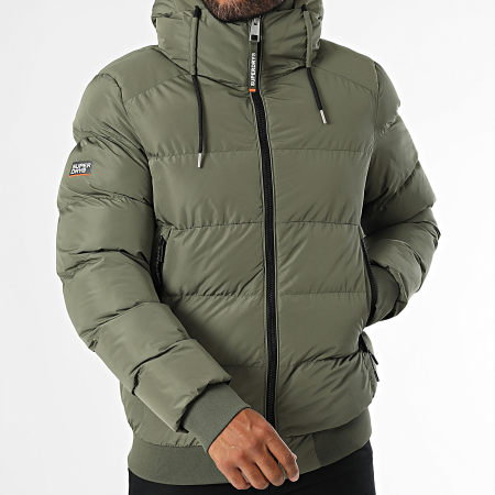 Superdry - Deportes Puffer Bomber Capucha Doudoune M5011904A Caqui Verde