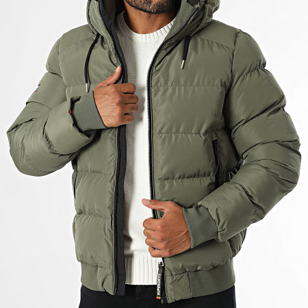 Superdry - Sport Puffer Bomber Capuchon Doudoune M5011904A Kaki Groen