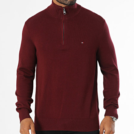 Tommy Hilfiger - Pima 8049 Bordeaux Maglione con collo a zip