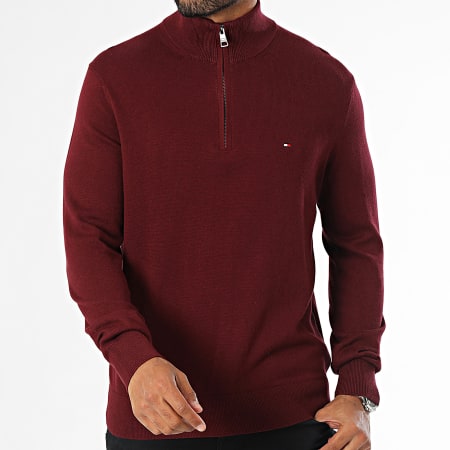 Tommy Hilfiger - Pima 8049 Bordeaux Maglione con collo a zip