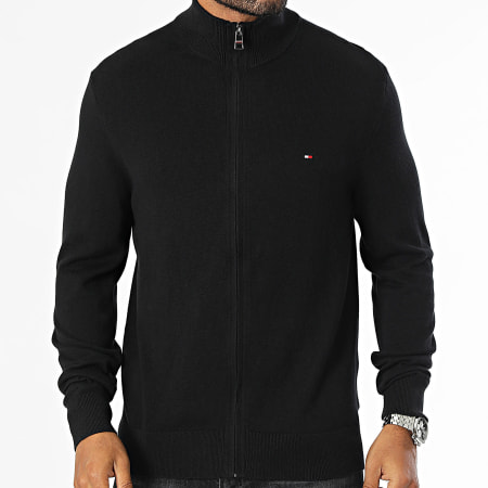 Tommy Hilfiger - Felpa con zip in cotone organico Pima Cashere 8050 Nero