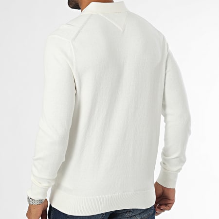 Tommy Hilfiger - Polo a manica lunga in cotone organico Pima e cashmere 6519 ecrù