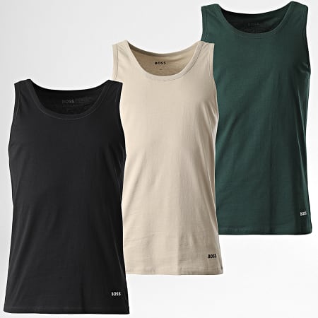 BOSS - Lote de 3 camisetas sin mangas 50517863 Beige Negro Verde oscuro
