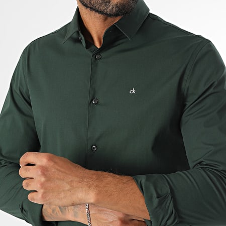 Calvin Klein - Slim Poplin Long Sleeve Shirt 0856 Dark Green - Ryses