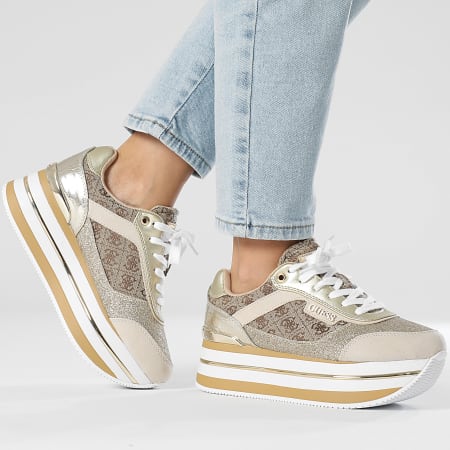 Guess - Baskets Femme FL5HNSFAL12 Beige Brown