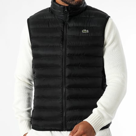 Lacoste - Abrigo sin mangas Logo Cocodrilo Bordado Negro